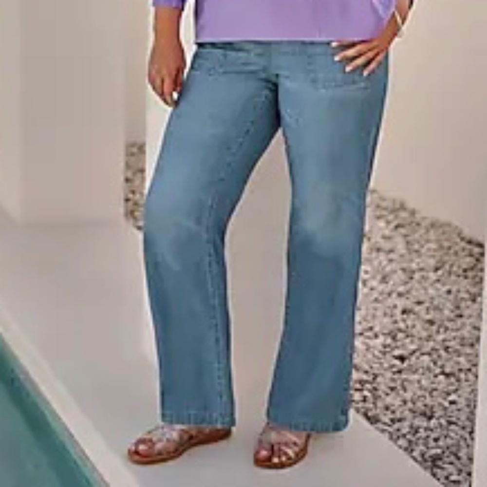 J. Jill Indigo Pull-On Wide-Leg Pants